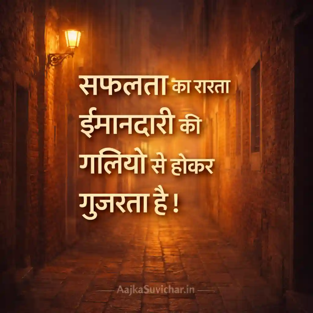 सफलता का रास्ता ईमानदारी की गलियों से होकर गुजरता है।