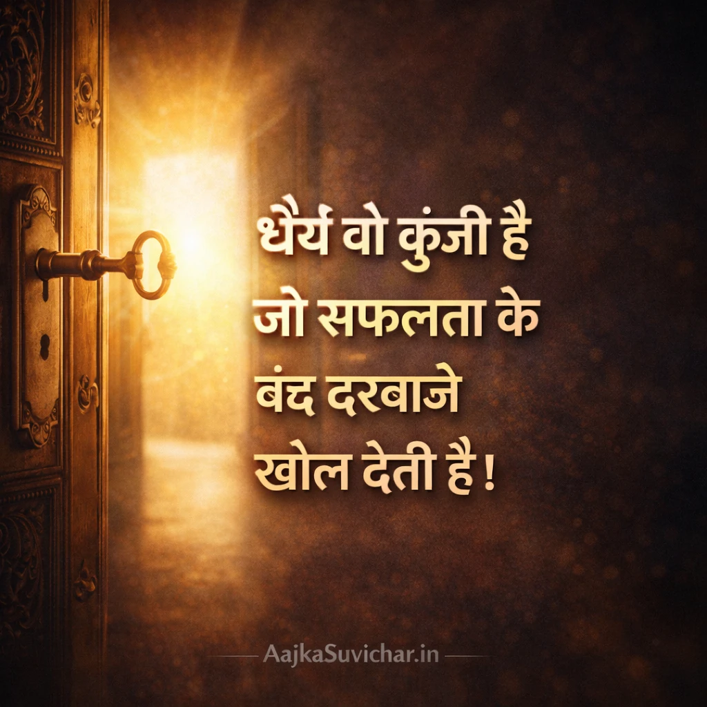 धैर्य वो कुंजी है जो सफलता के बंद दरवाजे खोल देती है।