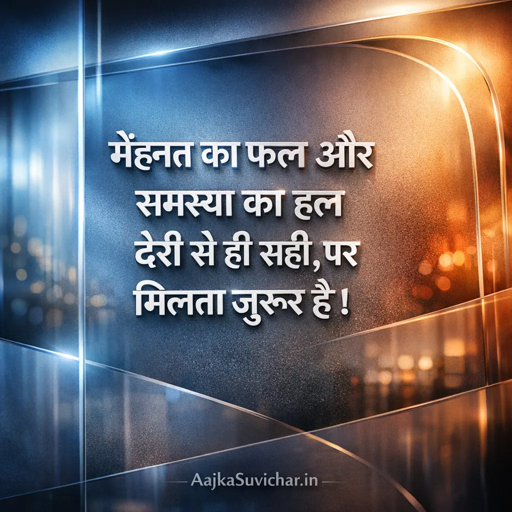 मेहनत का फल और समस्या का हल देरी से ही सही पर मिलता जरूर है।