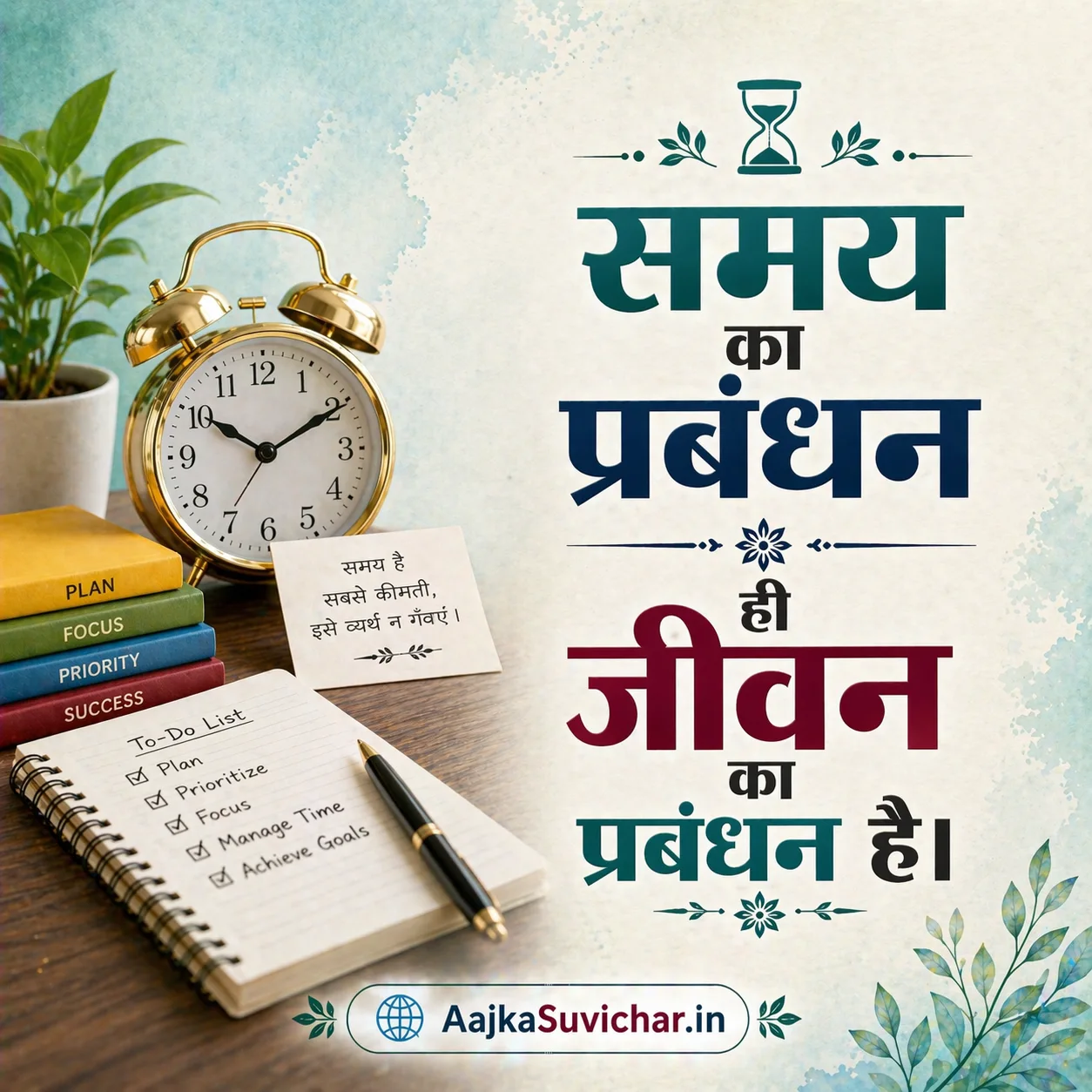 आज का सुविचार - 28 मार्च 2026 : समय का प्रबंधन ही जीवन का प्रबंधन है। Management of time is management of life.