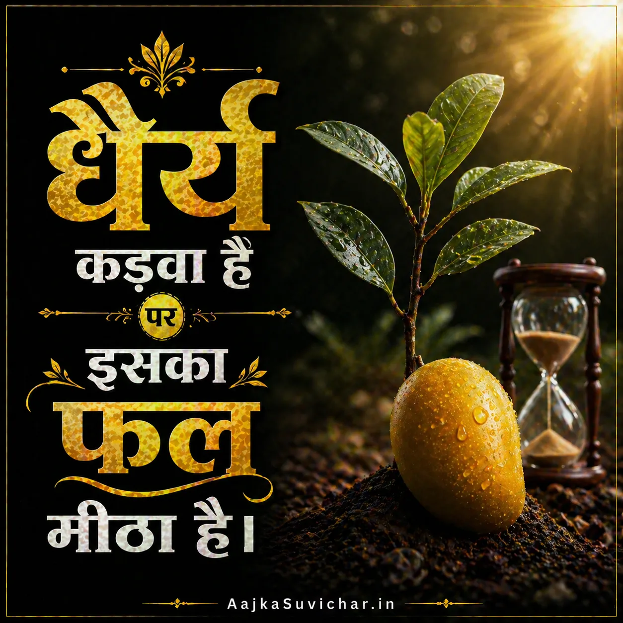 आज का सुविचार - 12 मार्च 2026 : धैर्य कड़वा है पर इसका फल मीठा है। Patience is bitter but its fruit is sweet.