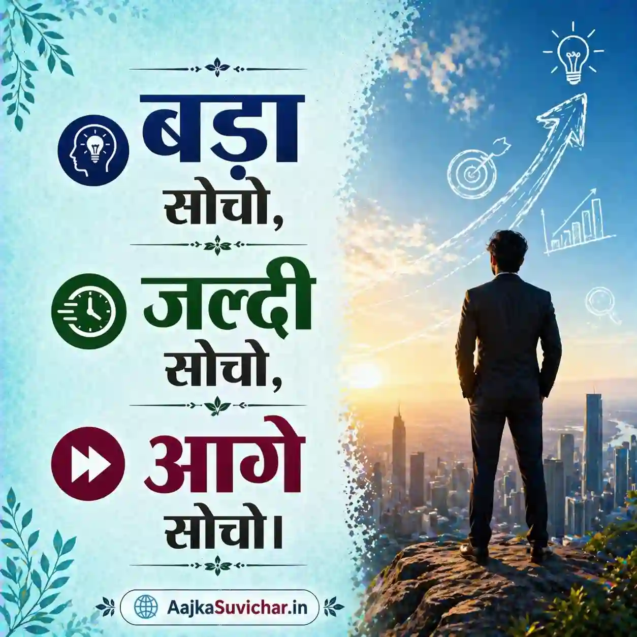 आज का सुविचार - 23 मार्च 2026 : बड़ा सोचो, जल्दी सोचो, आगे सोचो। Think big, think fast, think ahead.