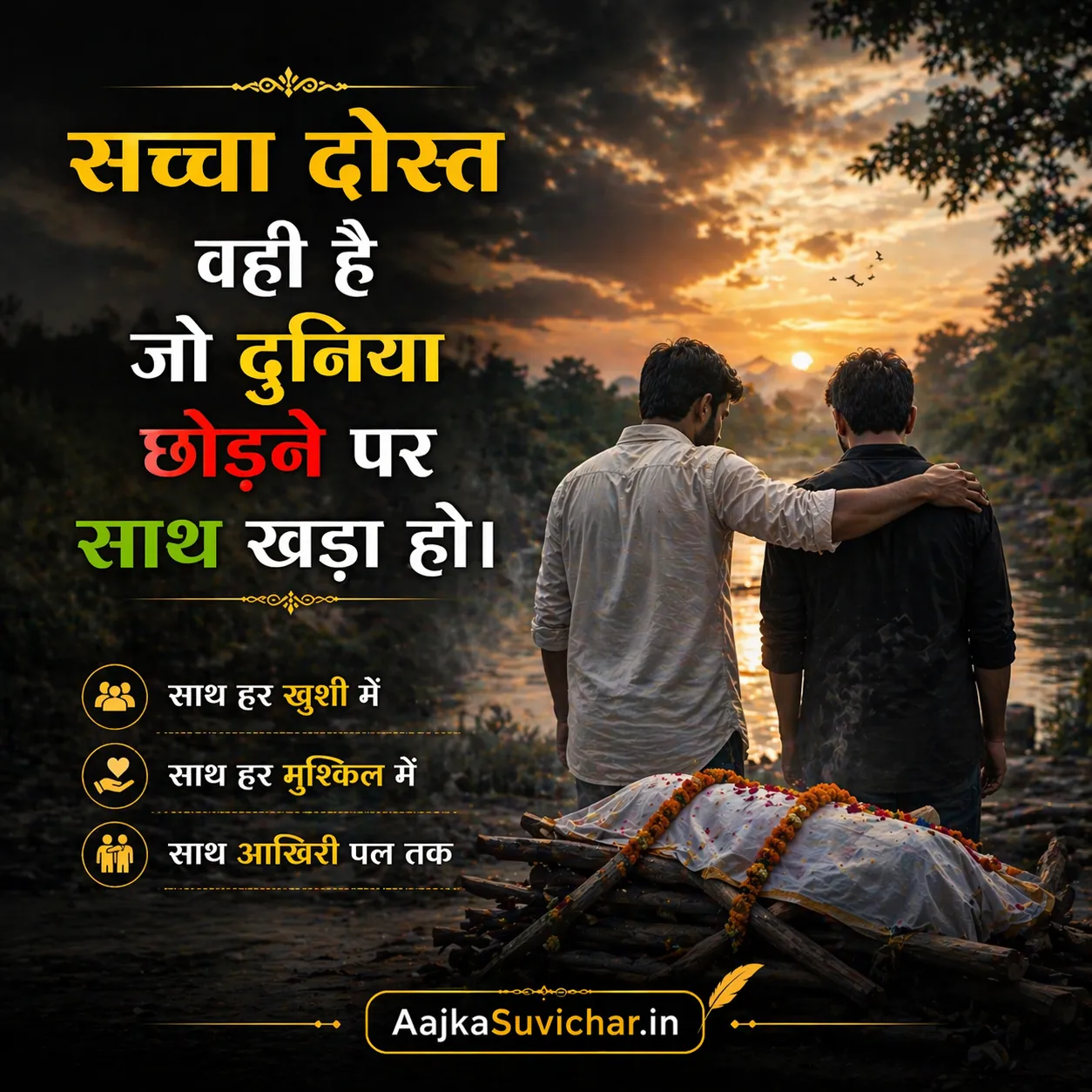 आज का सुविचार - 26 अप्रैल 2026 : सच्चा दोस्त वही है जो दुनिया छोड़ने पर साथ खड़ा हो। A true friend is one who stands by you when the world leaves.