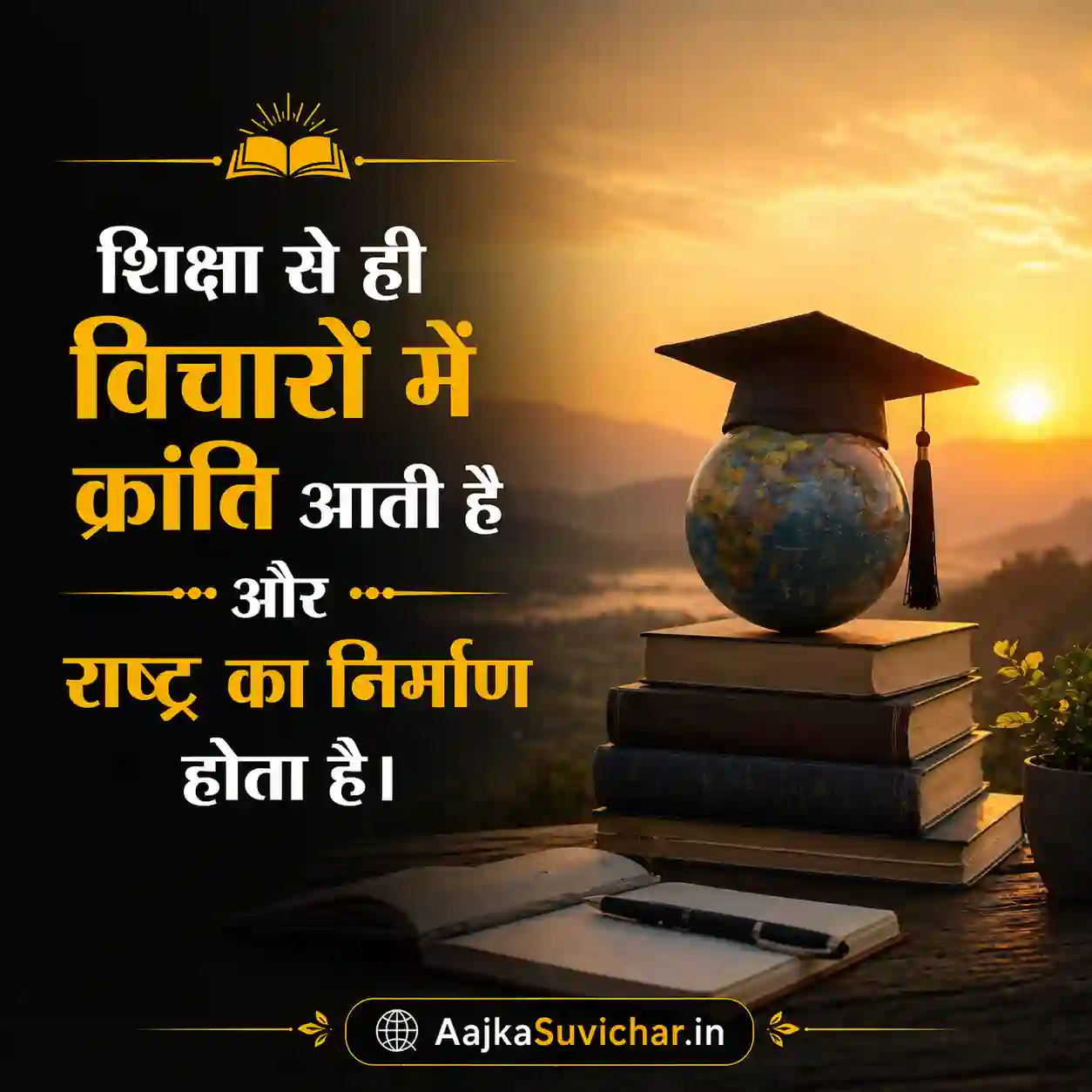 आज का सुविचार - 14 अप्रैल 2026 : शिक्षण से ही विचारों में क्रांति आती है और राष्ट्र का निर्माण होता है। Education brings revolution in thoughts and builds the nation.