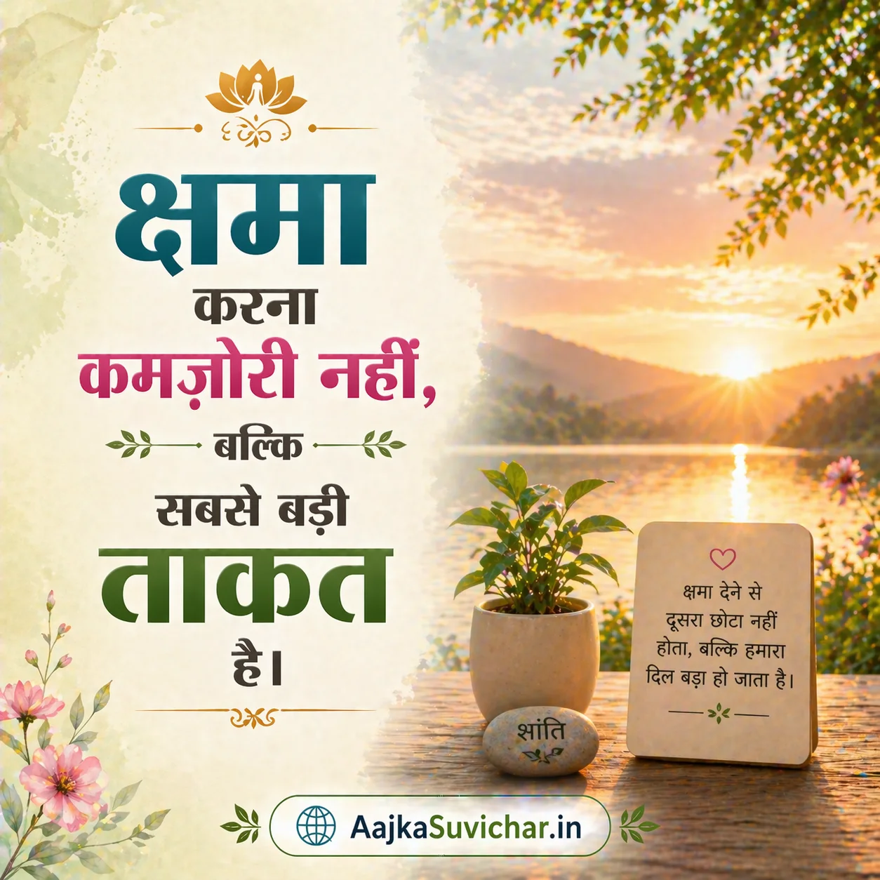 आज का सुविचार - 4 अप्रैल 2026 : क्षमा करना कमजोरी नहीं, बल्कि सबसे बड़ी ताकत है। Forgiveness is not weakness, it's the greatest strength.