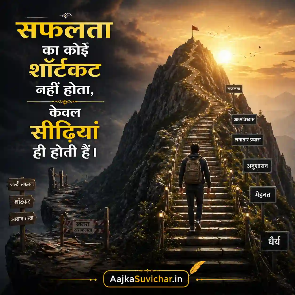 आज का सुविचार - 25 अप्रैल 2026 : सफलता का कोई शॉर्टकट नहीं होता, केवल सीढ़ियां ही होती हैं। There is no shortcut to success, only stairs.