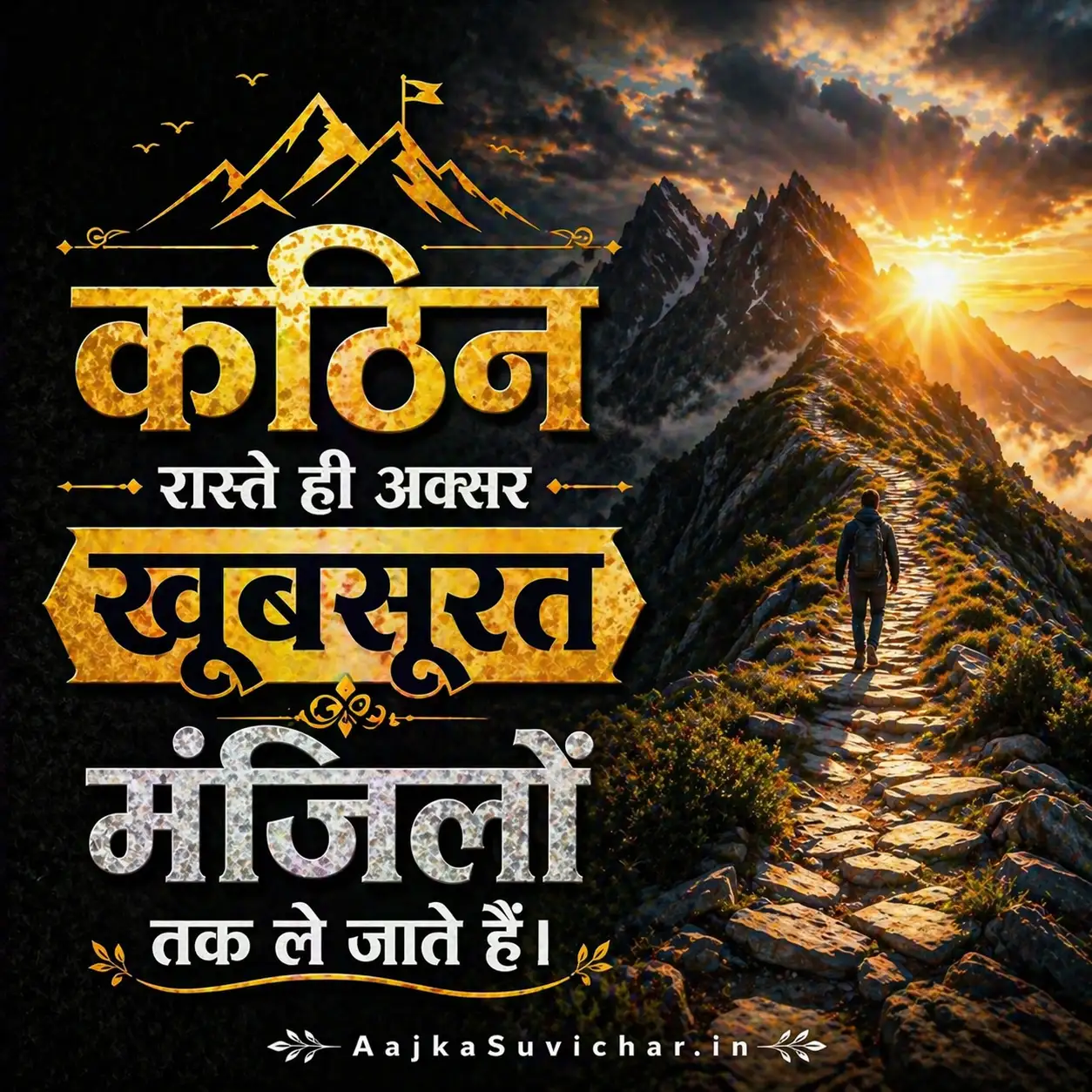 आज का सुविचार - 16 मई 2026 : कठिन रास्ते ही अक्सर खूबसूरत मंजिलों तक ले जाते हैं। Difficult roads often lead to beautiful destinations.