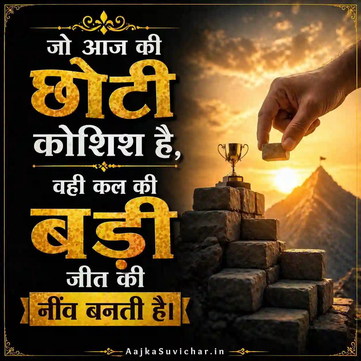 आज का सुविचार - 25 मई 2026 : जो आज की छोटी कोशिश है, वही कल की बड़ी जीत की नींव बनती है। Today's small effort is the foundation of tomorrow's big victory.