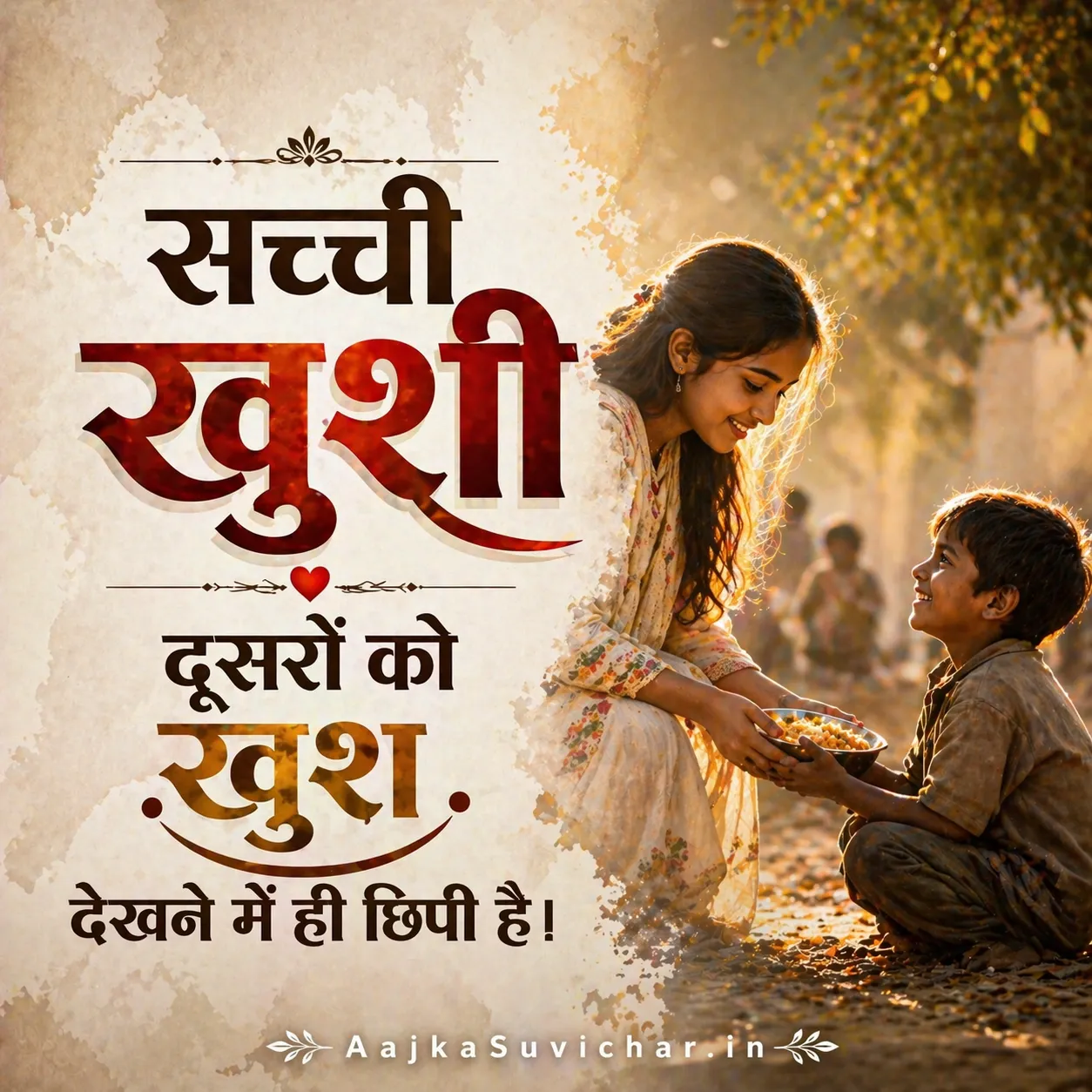 आज का सुविचार - 9 मई 2026 : सच्ची खुशी दूसरों को खुश देखने में ही छिपी है। True happiness lies in seeing others happy.